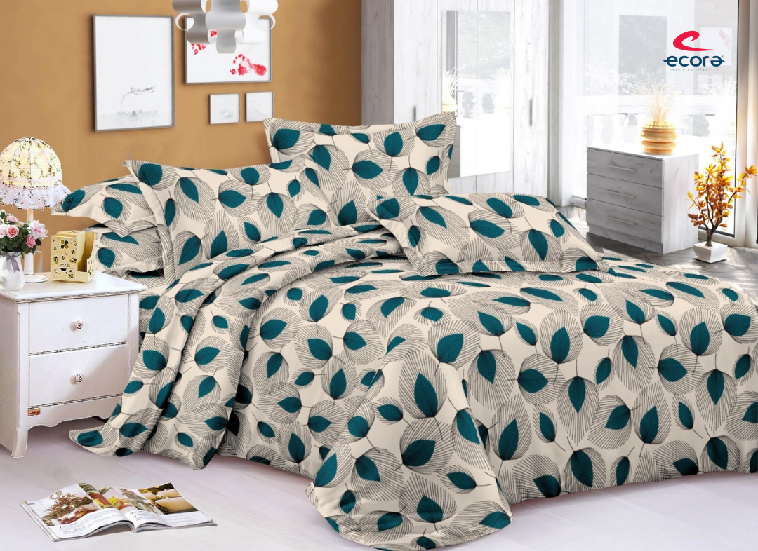 Ecora Queen Size (250×230 cm) Cotton Feel Bedsheet Set – Soft, Elegant & Everyday Comfortable