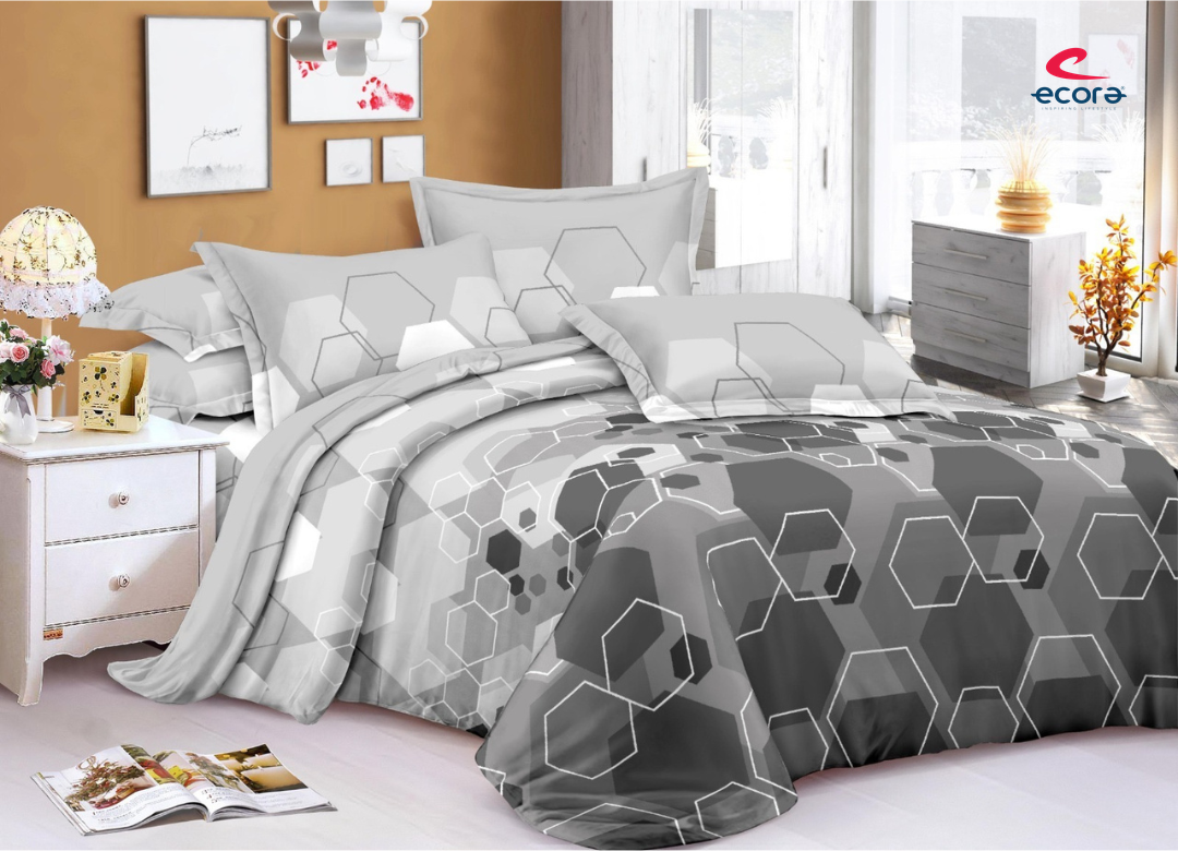Ecora Queen Size (250×230 cm) Cotton Feel Bedsheet Set – Soft, Elegant & Everyday Comfortable