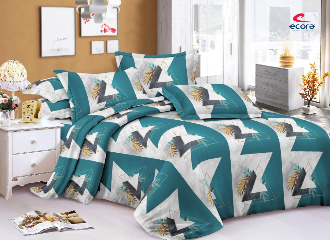 Ecora Queen Size (250×230 cm) Cotton Feel Bedsheet Set – Soft, Elegant & Everyday Comfortable