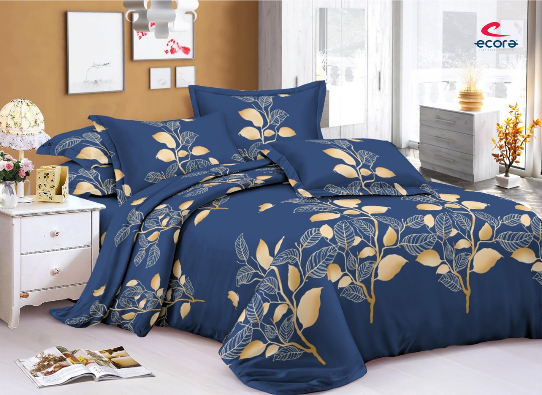 Ecora Queen Size (250×230 cm) Cotton Feel Bedsheet Set – Soft, Elegant & Everyday Comfortable