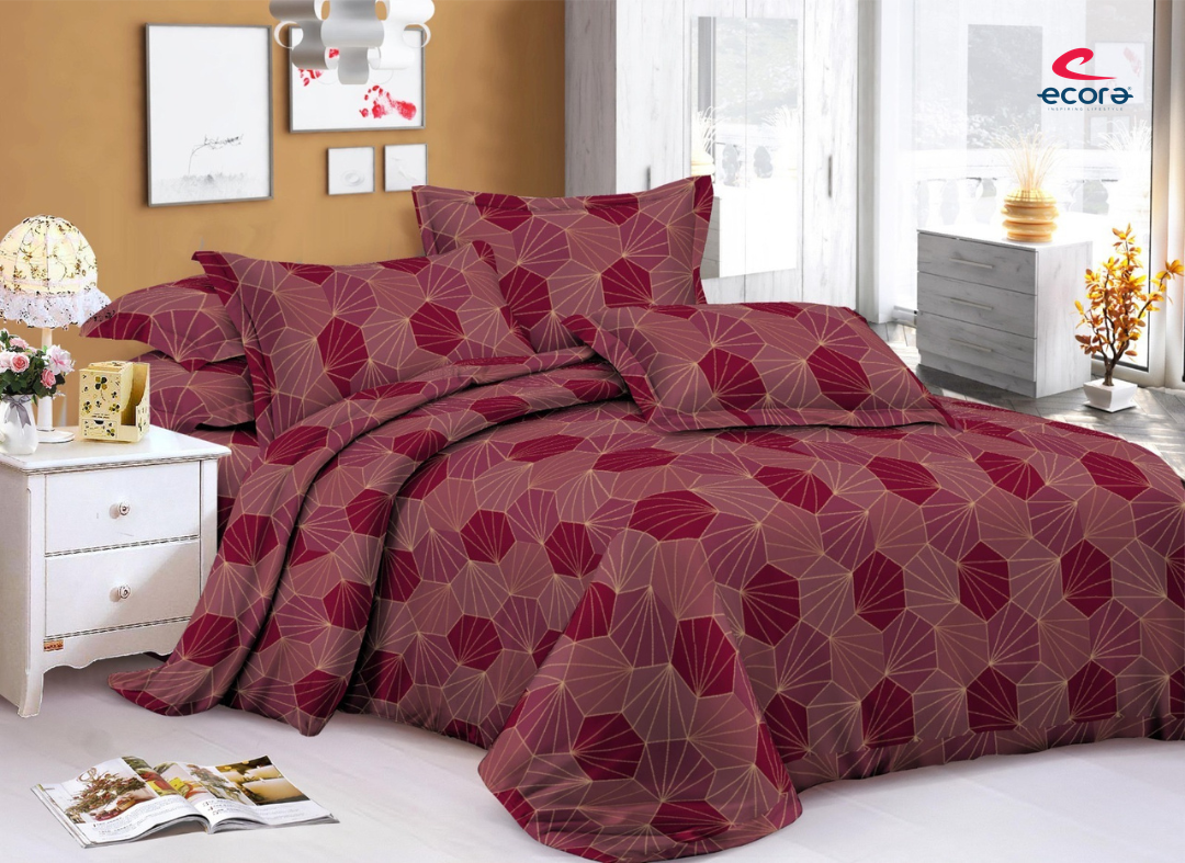 Ecora Queen Size (250×230 cm) Cotton Feel Bedsheet Set – Soft, Elegant & Everyday Comfortable