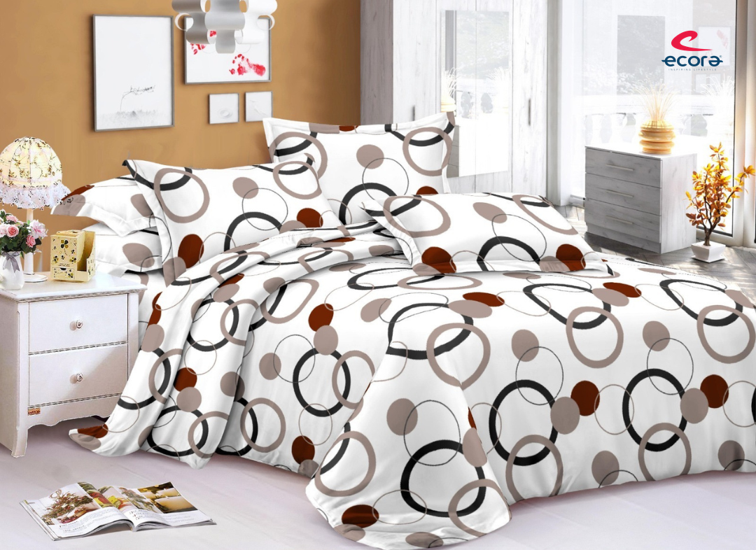 Ecora Queen Size (250×230 cm) Cotton Feel Bedsheet Set – Soft, Elegant & Everyday Comfortable