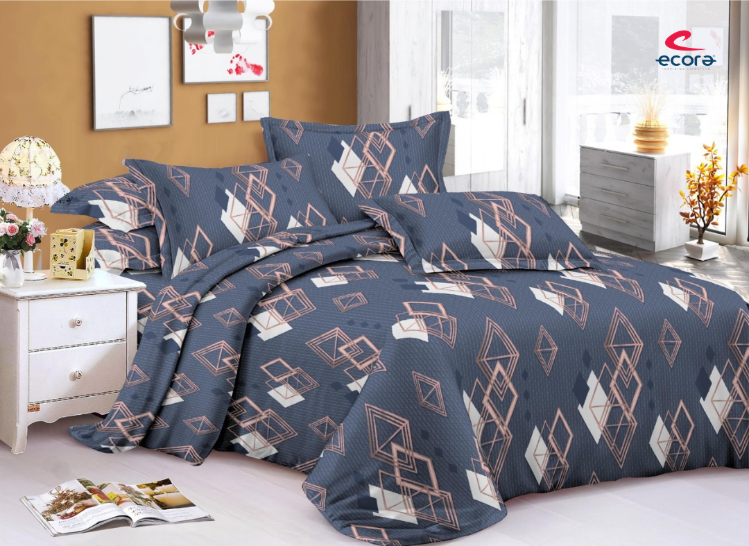 Ecora Queen Size (250×230 cm) Cotton Feel Bedsheet Set – Soft, Elegant & Everyday Comfortable