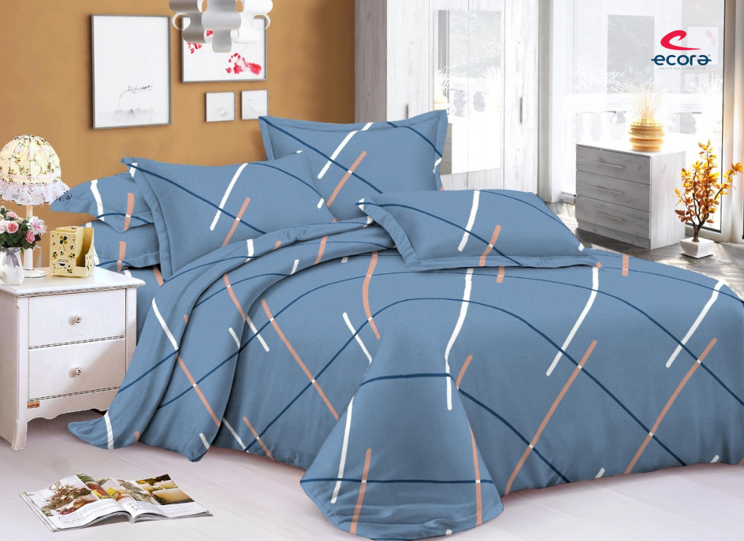 Ecora Queen Size (250×230 cm) Cotton Feel Bedsheet Set – Soft, Elegant & Everyday Comfortable