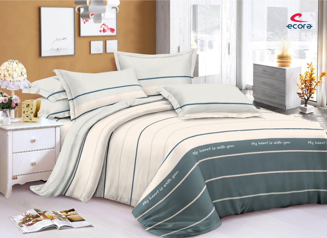 Ecora Queen Size (250×230 cm) Cotton Feel Bedsheet Set – Soft, Elegant & Everyday Comfortable