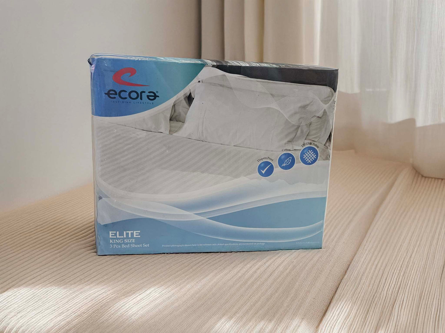 Ecora Elite King Size Stripe Cotton Bedsheet Set | Soft & Elegant Everyday Comfort