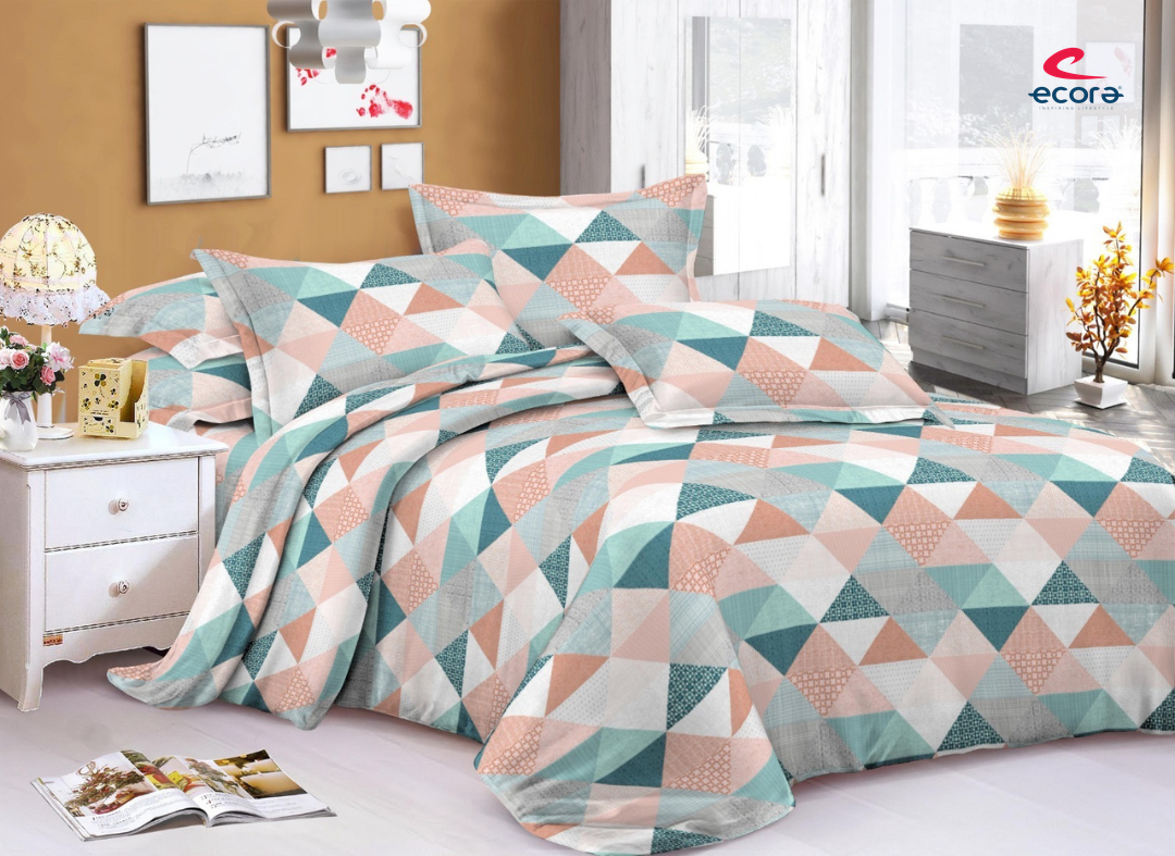 Ecora Queen Size (250×230 cm) Cotton Feel Bedsheet Set – Soft, Elegant & Everyday Comfortable