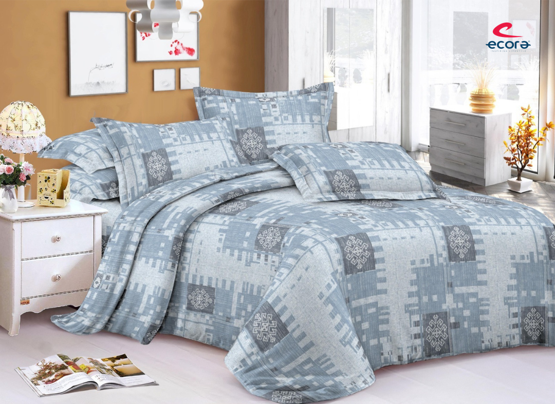 Ecora Queen Size (250×230 cm) Cotton Feel Bedsheet Set – Soft, Elegant & Everyday Comfortable