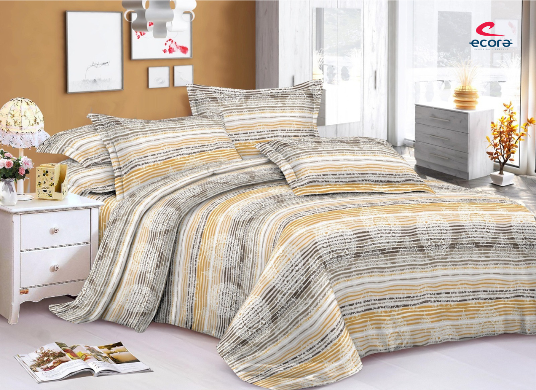 Ecora Queen Size (250×230 cm) Cotton Feel Bedsheet Set – Soft, Elegant & Everyday Comfortable
