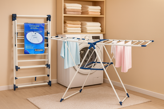 RAFLONG Foldable Cloth Drying Rack – Steel Clothes Dryer Stand for Home Use