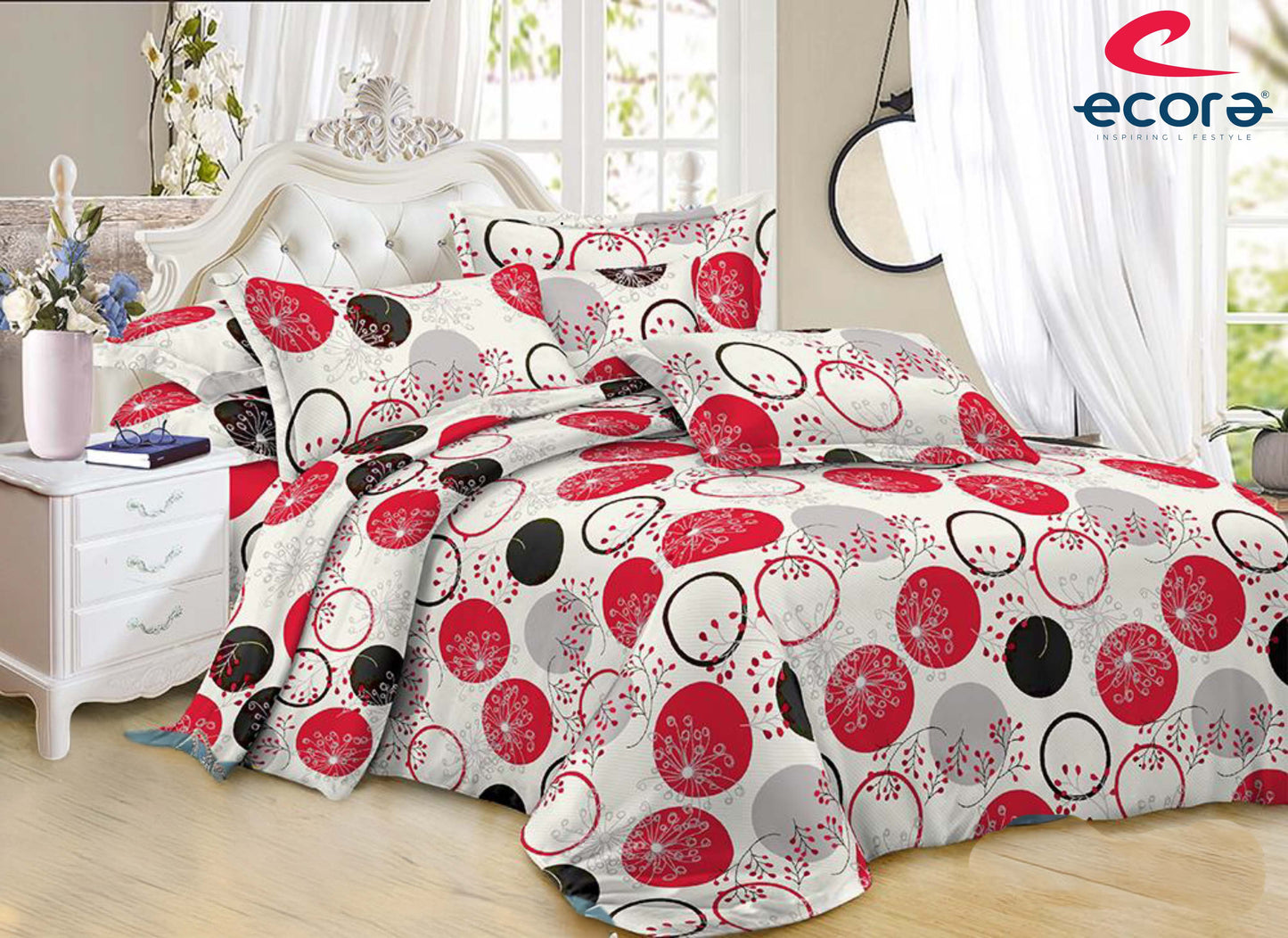 Ecora Queen Size (250×230 cm) Cotton Feel Bedsheet Set – Soft, Elegant & Everyday Comfortable