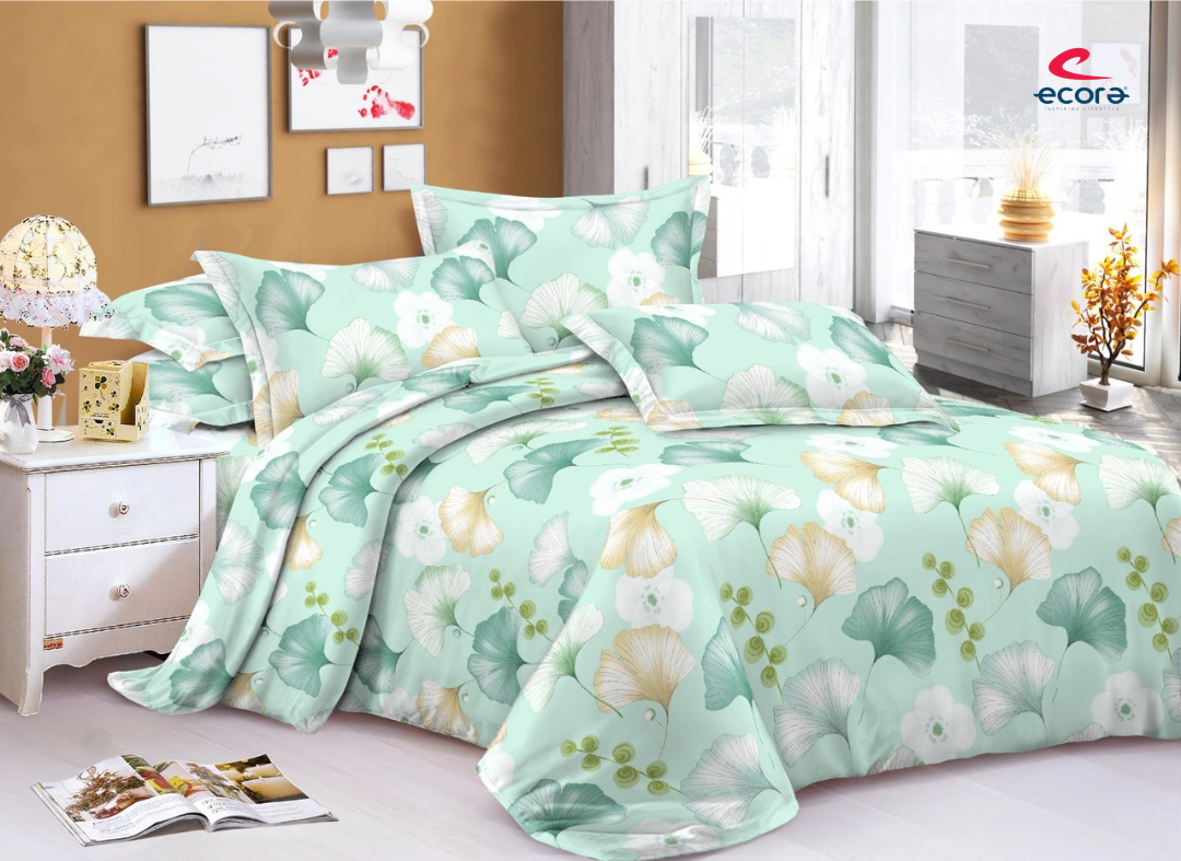 Ecora Queen Size (250×230 cm) Cotton Feel Bedsheet Set – Soft, Elegant & Everyday Comfortable