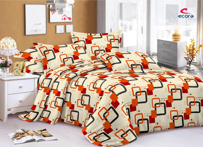 Ecora Queen Size (250×230 cm) Cotton Feel Bedsheet Set – Soft, Elegant & Everyday Comfortable