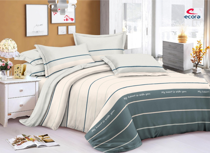 Ecora Queen Size (250×230 cm) Cotton Feel Bedsheet Set – Soft, Elegant & Everyday Comfortable