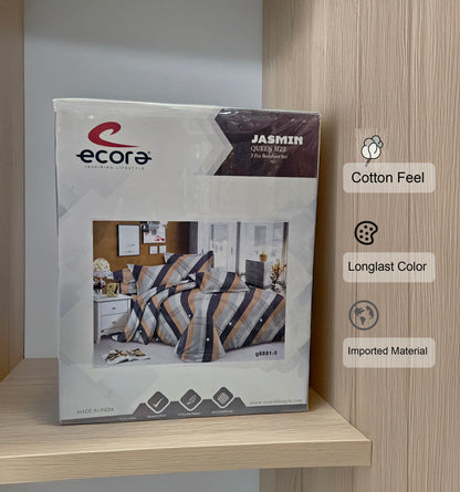 Ecora Queen Size (250×230 cm) Cotton Feel Bedsheet Set – Soft, Elegant & Everyday Comfortable