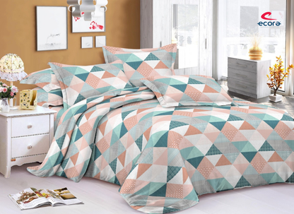 Ecora Queen Size (250×230 cm) Cotton Feel Bedsheet Set – Soft, Elegant & Everyday Comfortable