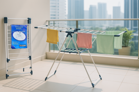 RAFLONG Foldable Cloth Drying Rack – Steel Clothes Dryer Stand for Home Use