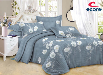 Ecora Queen Size (250×230 cm) Cotton Feel Bedsheet Set – Soft, Elegant & Everyday Comfortable