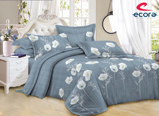 Ecora Queen Size (250×230 cm) Cotton Feel Bedsheet Set – Soft, Elegant & Everyday Comfortable