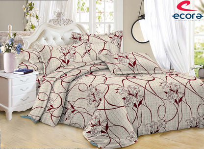 Ecora Queen Size (250×230 cm) Cotton Feel Bedsheet Set – Soft, Elegant & Everyday Comfortable