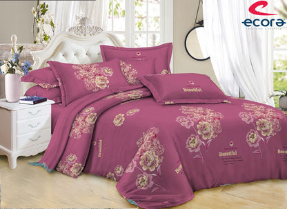 Ecora Queen Size (250×230 cm) Cotton Feel Bedsheet Set – Soft, Elegant & Everyday Comfortable